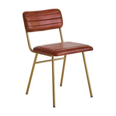 Orsina Buffalo Tan Leather Dining Chair | Gold Frame Modern Seating