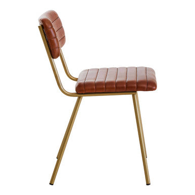 Orsina Buffalo Tan Leather Dining Chair | Gold Frame Modern Seating