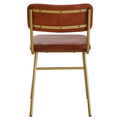 Orsina Buffalo Tan Leather Dining Chair | Gold Frame Modern Seating