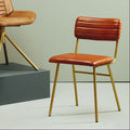 Orsina Buffalo Tan Leather Dining Chair | Gold Frame Modern Seating