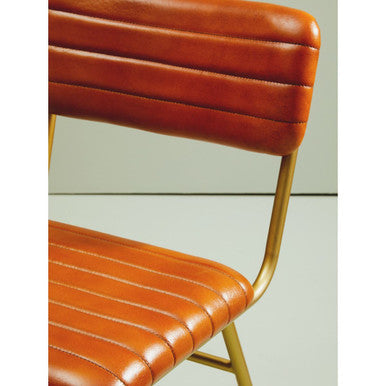 Orsina Buffalo Tan Leather Dining Chair | Gold Frame Modern Seating