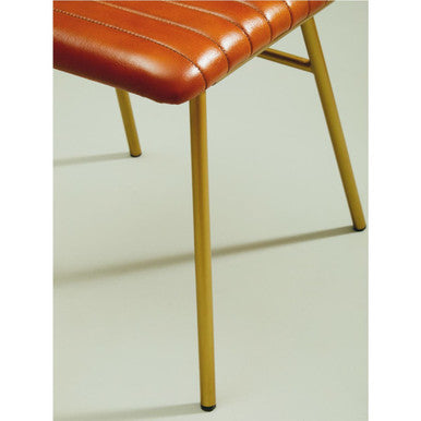 Orsina Buffalo Tan Leather Dining Chair | Gold Frame Modern Seating