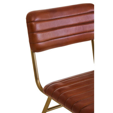 Orsina Buffalo Tan Leather Dining Chair | Gold Frame Modern Seating