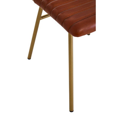 Orsina Buffalo Tan Leather Dining Chair | Gold Frame Modern Seating