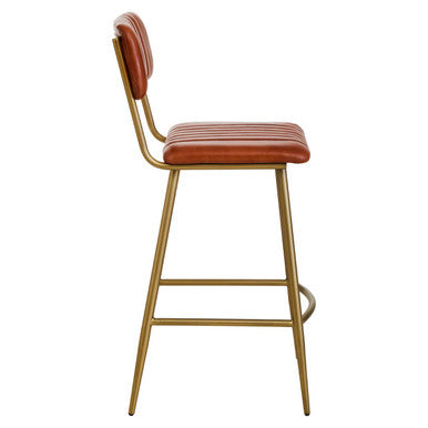Orsina Buffalo Tan Leather Bar Chair | Gold Finish Frame Stool