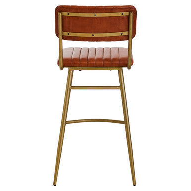 Orsina Buffalo Tan Leather Bar Chair | Gold Finish Frame Stool