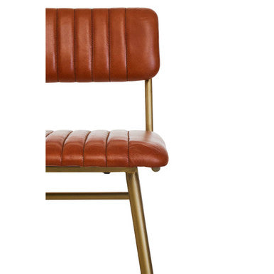 Orsina Buffalo Tan Leather Bar Chair | Gold Finish Frame Stool