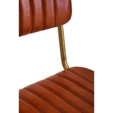 Orsina Buffalo Tan Leather Bar Chair | Gold Finish Frame Stool
