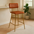 Orsina Buffalo Tan Leather Bar Chair | Gold Finish Frame Stool