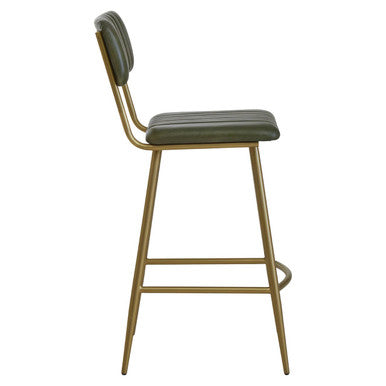 Orsina Buffalo Green Leather Bar Chair – Modern Channel Back Stool