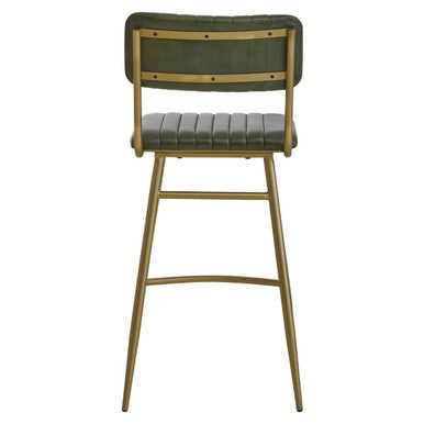 Orsina Buffalo Green Leather Bar Chair – Modern Channel Back Stool