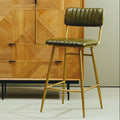Orsina Buffalo Green Leather Bar Chair – Modern Channel Back Stool