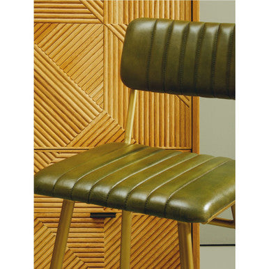 Orsina Buffalo Green Leather Bar Chair – Modern Channel Back Stool