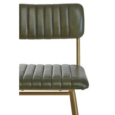 Orsina Buffalo Green Leather Bar Chair – Modern Channel Back Stool