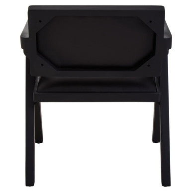 Orsina Buffalo Black Leather Accent Chair with Solid Wood Frame