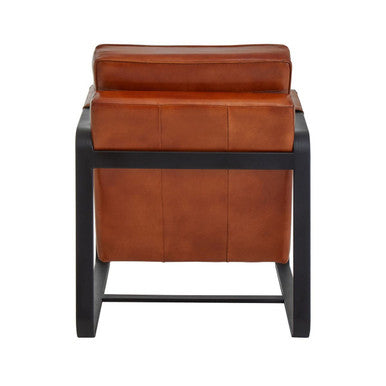 Orsina Buffalo Brown Leather Armchair | Modern Black Iron Frame