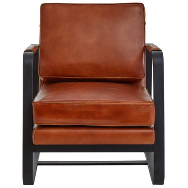 Orsina Buffalo Brown Leather Armchair | Modern Black Iron Frame