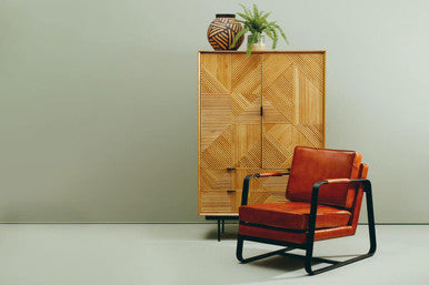 Orsina Buffalo Brown Leather Armchair | Modern Black Iron Frame