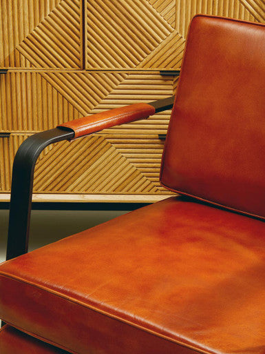 Orsina Buffalo Brown Leather Armchair | Modern Black Iron Frame