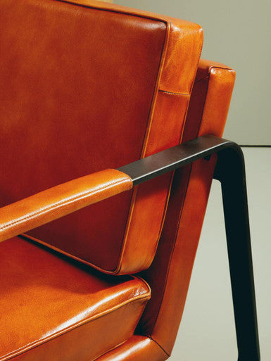 Orsina Buffalo Brown Leather Armchair | Modern Black Iron Frame