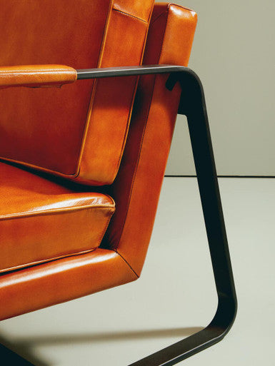 Orsina Buffalo Brown Leather Armchair | Modern Black Iron Frame