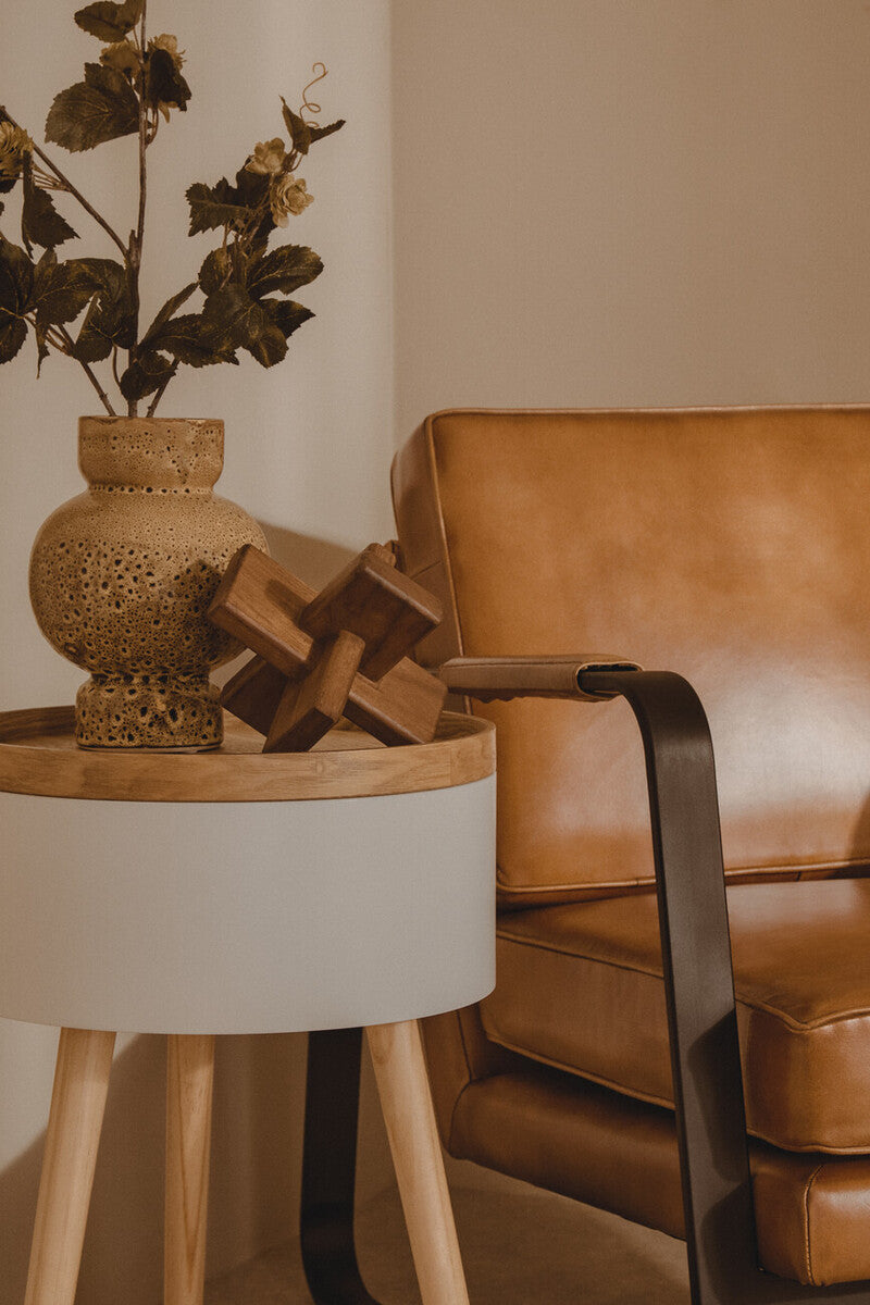 Orsina Buffalo Brown Leather Armchair | Modern Black Iron Frame