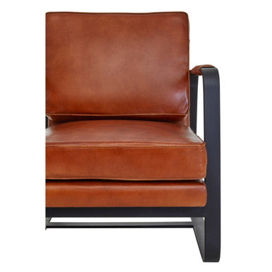 Orsina Buffalo Brown Leather Armchair | Modern Black Iron Frame