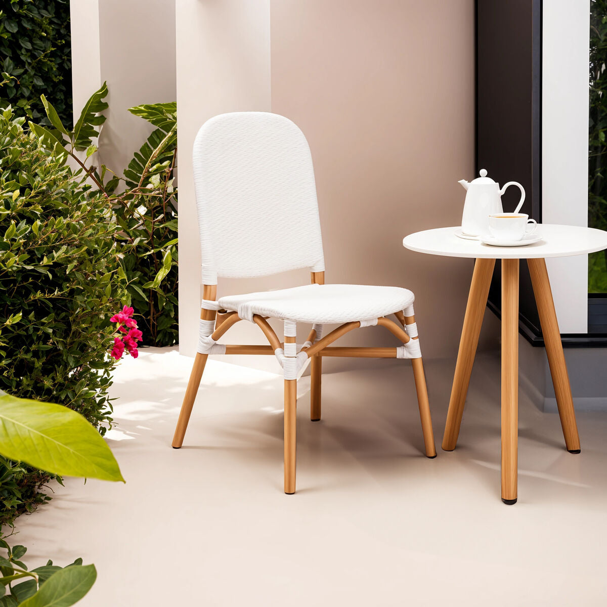 Orsina Manado Rattan Dining Chair – Natural and White Handwoven