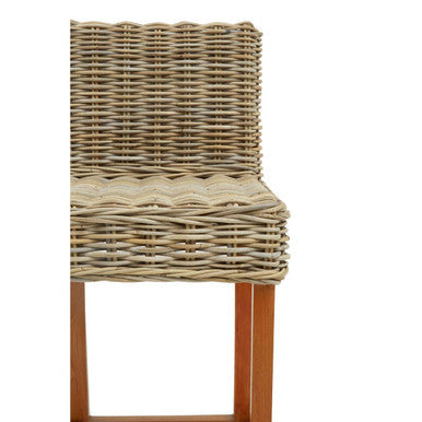 Orsina Java Natural Rattan Bar Chair – Grey Handwoven Coastal Barstool