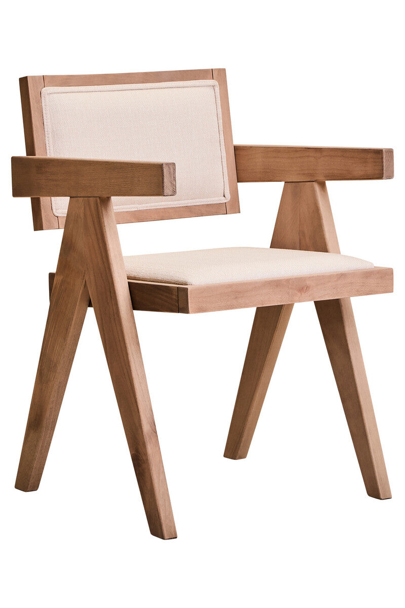 Orsina Cebu Ivory Fabric & Grey Wash Beech Wood Upholstered Dining Chair