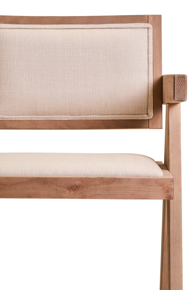 Orsina Cebu Ivory Fabric & Grey Wash Beech Wood Upholstered Dining Chair