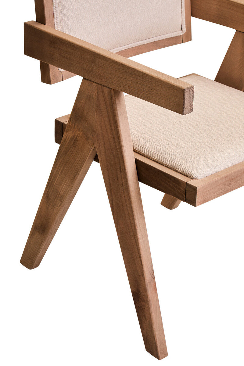 Orsina Cebu Ivory Fabric & Grey Wash Beech Wood Upholstered Dining Chair