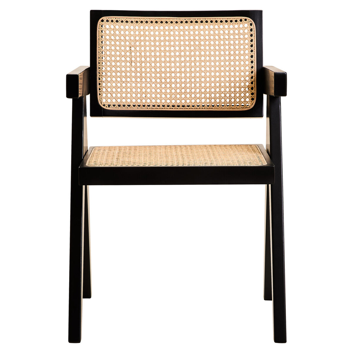 Orsina Cebu Natural Cane and Black Beech Wood Modern Dining Chair