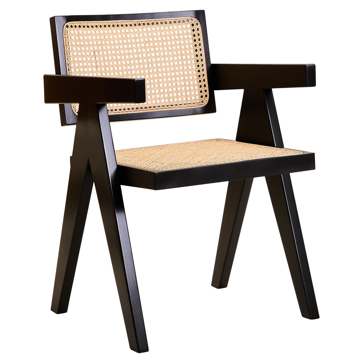 Orsina Cebu Natural Cane and Black Beech Wood Modern Dining Chair