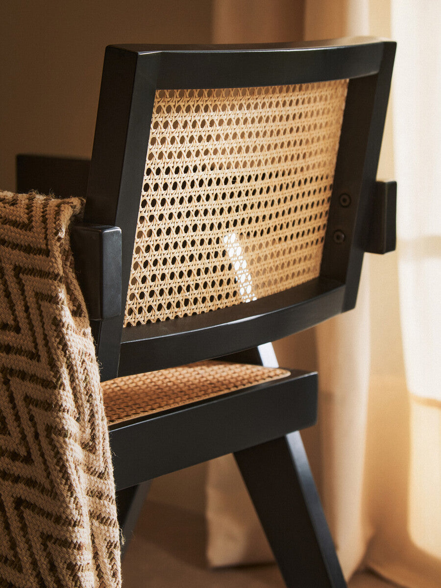 Orsina Cebu Natural Cane and Black Beech Wood Modern Dining Chair
