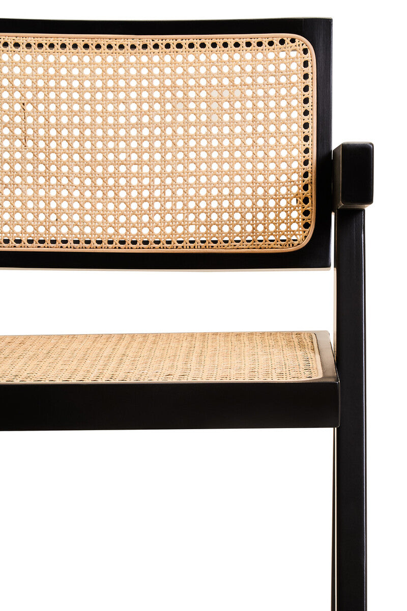 Orsina Cebu Natural Cane and Black Beech Wood Modern Dining Chair