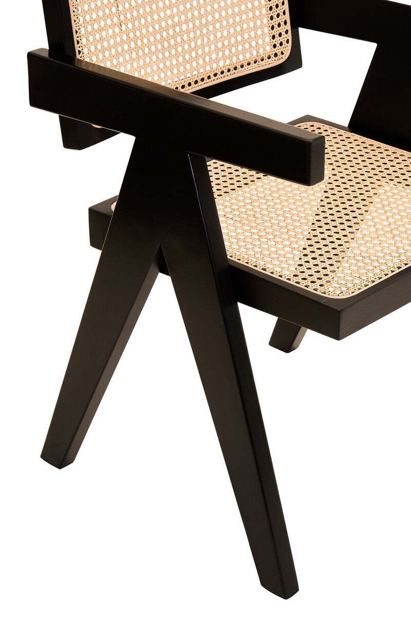 Orsina Cebu Natural Cane and Black Beech Wood Modern Dining Chair