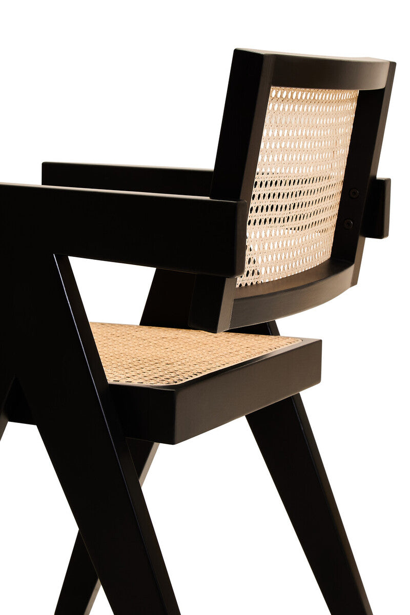 Orsina Cebu Natural Cane and Black Beech Wood Modern Dining Chair
