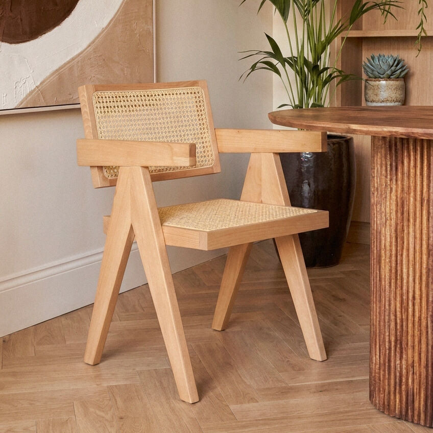 Orsina Cebu Natural Cane and Beech Wood Modern Dining Chair