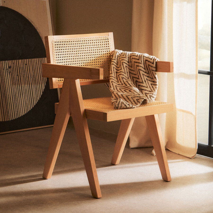 Orsina Cebu Natural Cane and Beech Wood Modern Dining Chair
