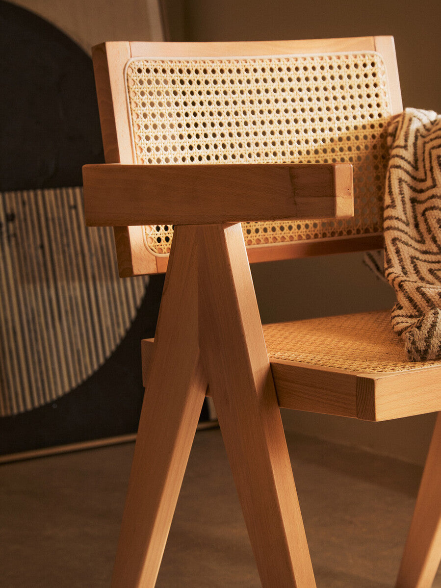 Orsina Cebu Natural Cane and Beech Wood Modern Dining Chair