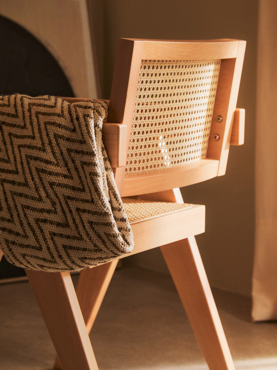Orsina Cebu Natural Cane and Beech Wood Modern Dining Chair