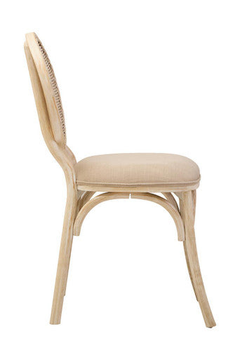 Orsina Cebu Whitewash Elm Wood Dining Chair with Cane Back and Cushion