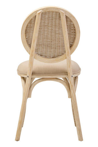 Orsina Cebu Whitewash Elm Wood Dining Chair with Cane Back and Cushion