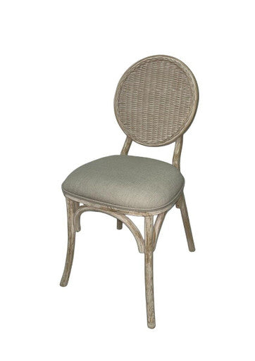 Orsina Cebu Whitewash Elm Wood Dining Chair with Cane Back and Cushion
