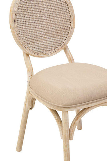 Orsina Cebu Whitewash Elm Wood Dining Chair with Cane Back and Cushion