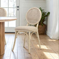 Orsina Cebu Whitewash Elm Wood Dining Chair with Cane Back and Cushion