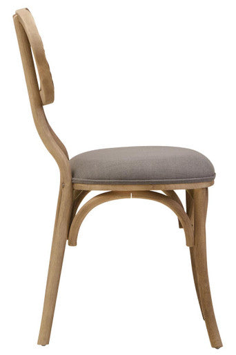 Orsina Grey Wash Elm Wood Dining Chair with Oval Cane Backrest