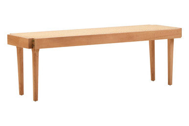 Orsina Cebu Natural Cane and Beech Wood Bench – Minimalist Entryway Seating