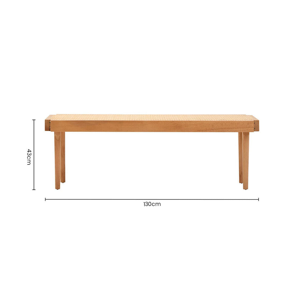 Orsina Cebu Natural Cane and Beech Wood Bench – Minimalist Entryway Seating